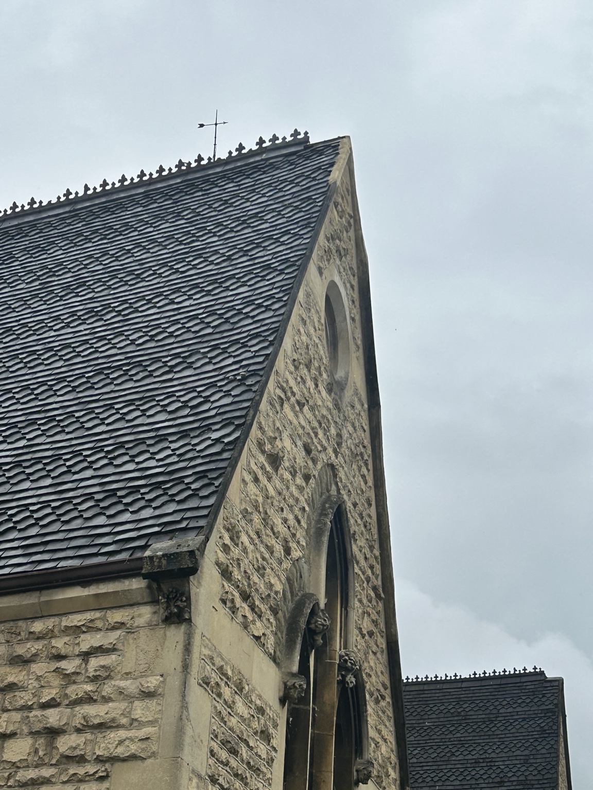 Slate-covered church roof