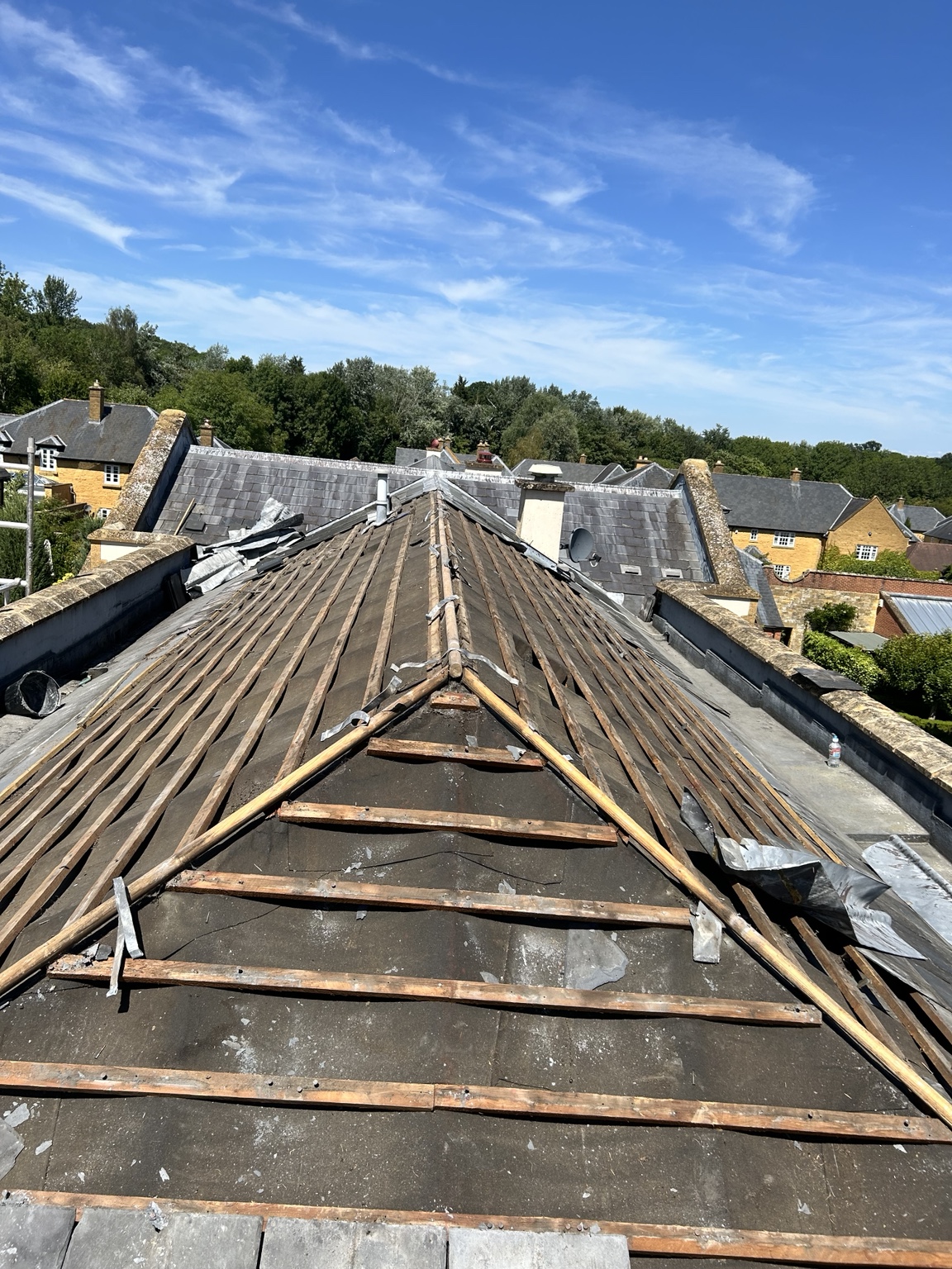 Roof covering removed during renewal